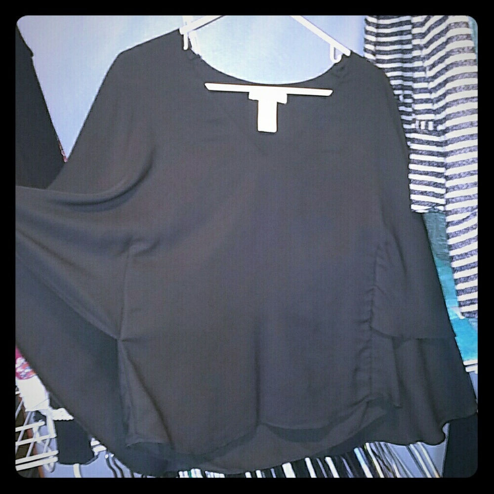Black cape blouse! Size medium, like new!